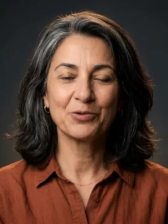 Portrait of Lucía, an AI-generated presenter
